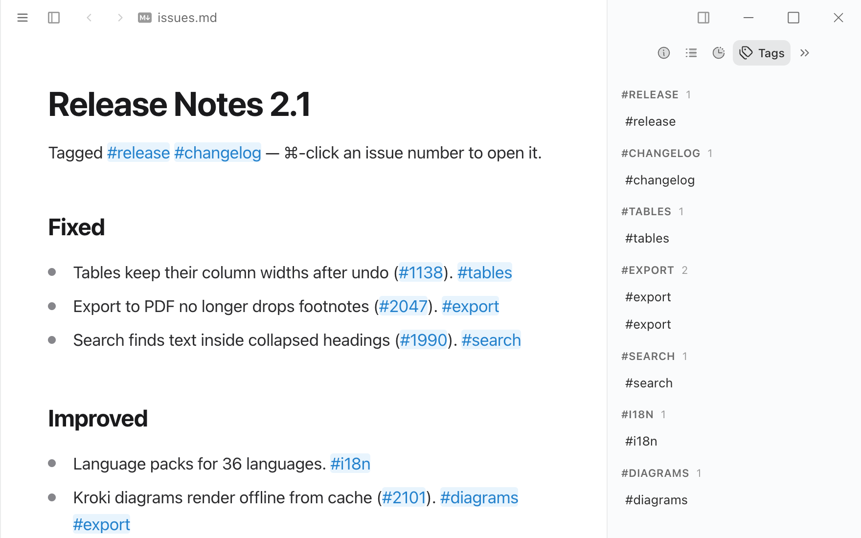 Issue Links & Tags in Typora