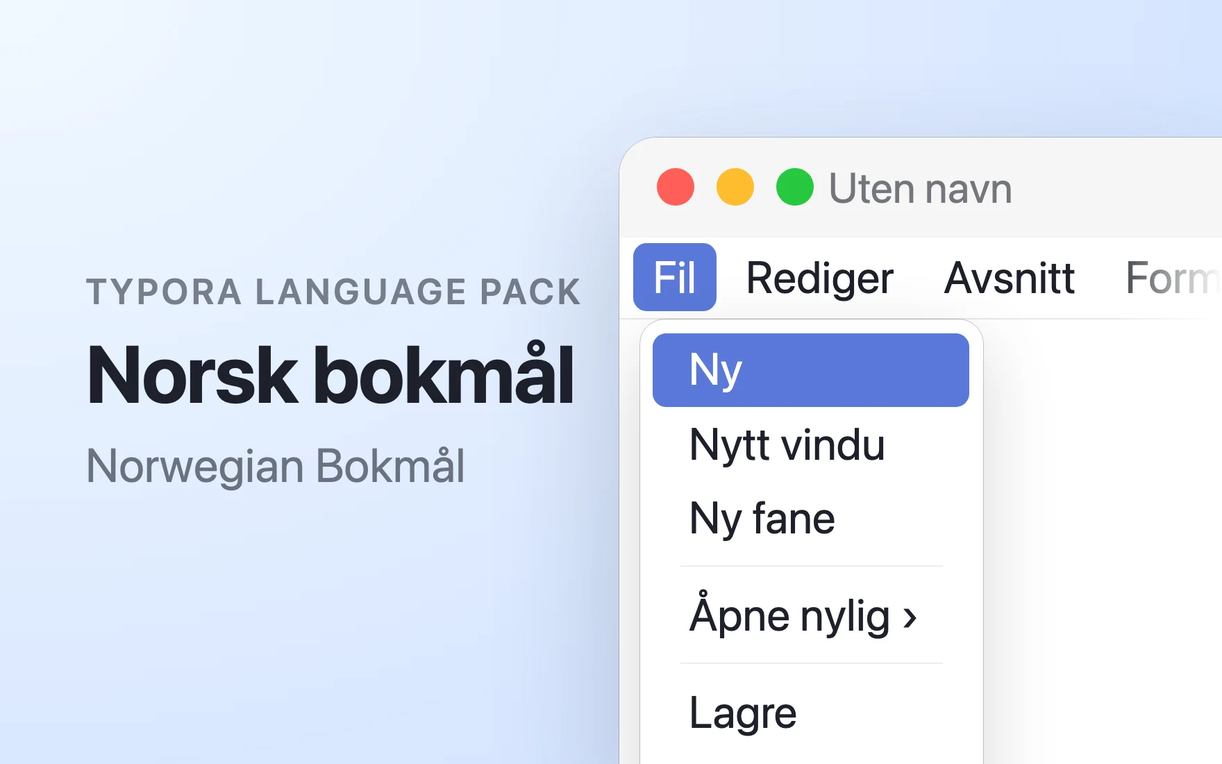 Norsk bokmål Language Pack in Typora