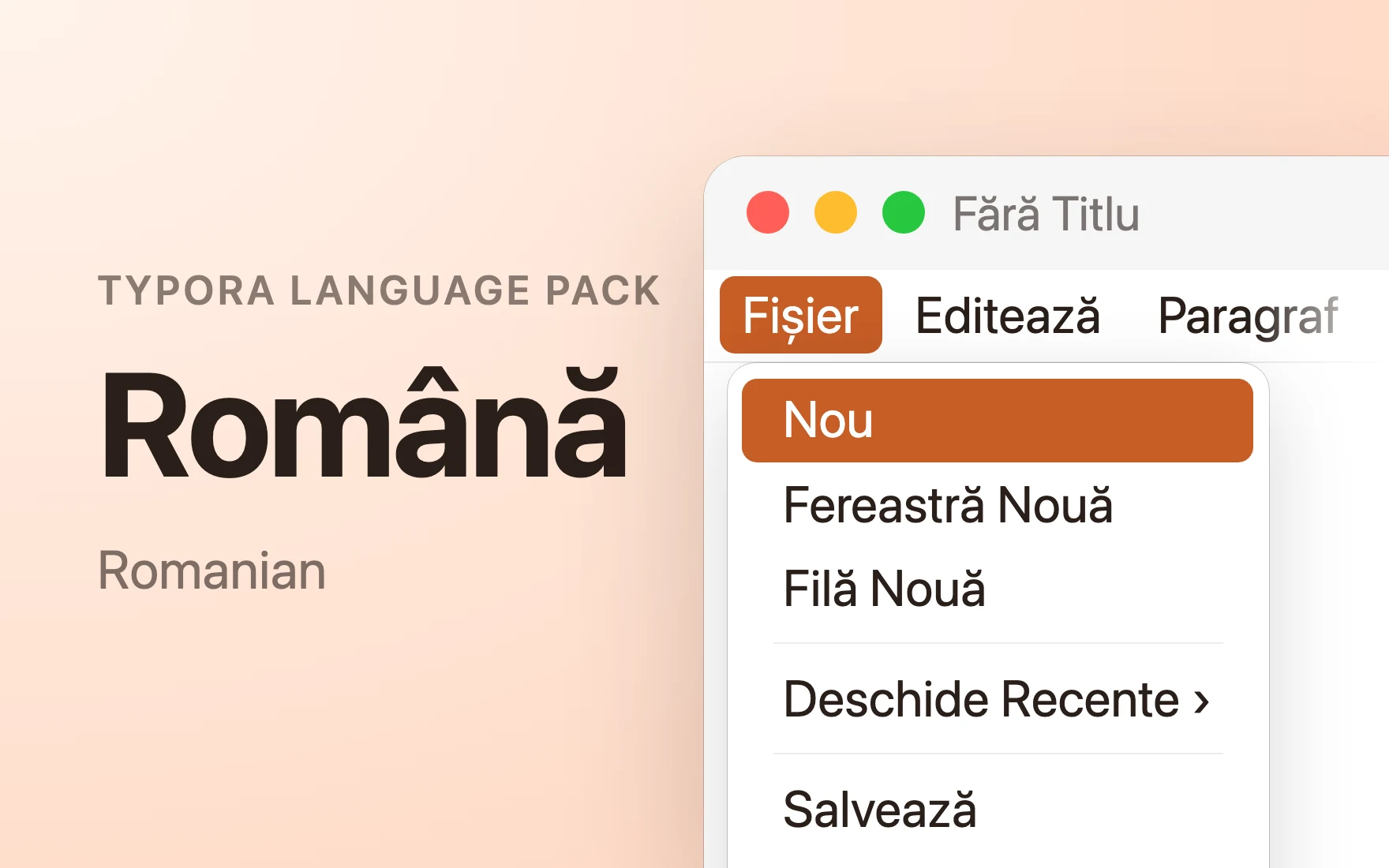 Română Language Pack in Typora