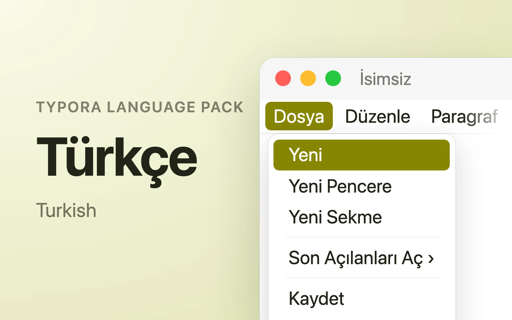 Türkçe Language Pack in Typora