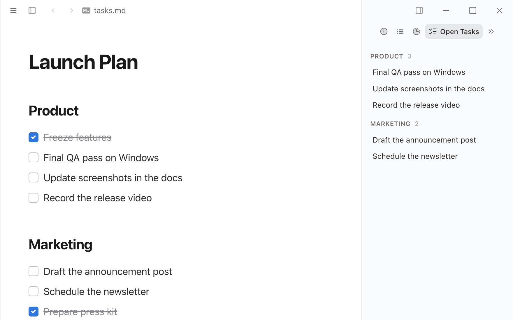 Tasks & Links in Typora